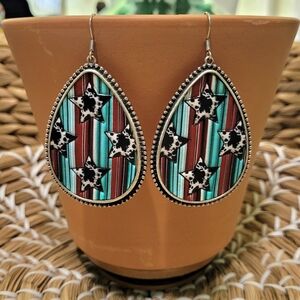 Western Serape Teardrop Earrings New